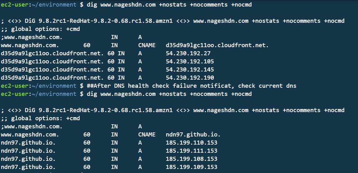 DNS response on failure