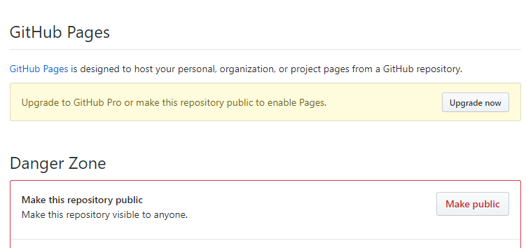 Disabled Pages for private repo